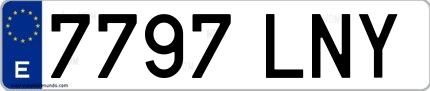 Ejemplo de matrícula española 7797 LNY