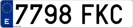 Ejemplo de matrícula española 7798 FKC