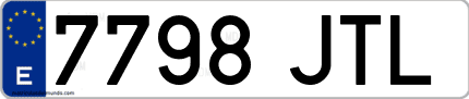 Ejemplo de matrícula de coche ordinaria 7798 JTL