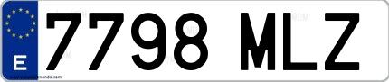 Ejemplo de matrícula española 7798 MLZ