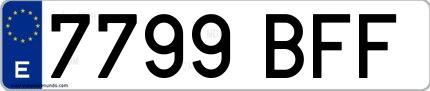 Ejemplo de matrícula española 7799 BFF