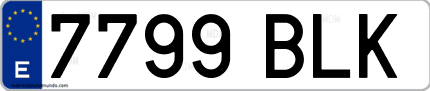 Ejemplo de matrícula de coche ordinaria 7799 BLK
