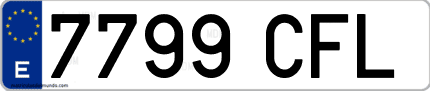 Ejemplo de matrícula de coche ordinaria 7799 CFL