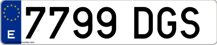 Ejemplo de matrícula de coche ordinaria 7799 DGS