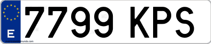 Ejemplo de matrícula de coche ordinaria 7799 KPS