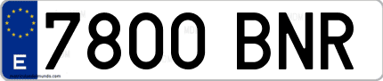 Ejemplo de matrícula de coche ordinaria 7800 BNR
