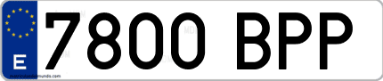 Ejemplo de matrícula de coche ordinaria 7800 BPP