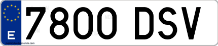 Ejemplo de matrícula de coche ordinaria 7800 DSV