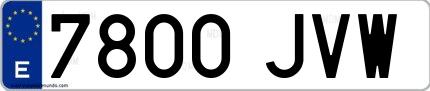 Ejemplo de matrícula española 7800 JVW