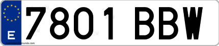 Ejemplo de matrícula de coche ordinaria 7801 BBW