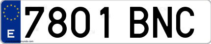 Ejemplo de matrícula de coche ordinaria 7801 BNC