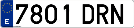 Ejemplo de matrícula de coche ordinaria 7801 DRN