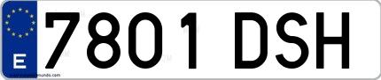 Ejemplo de matrícula española 7801 DSH