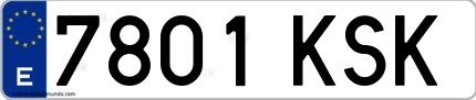 Ejemplo de matrícula española 7801 KSK