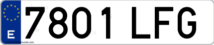 Ejemplo de matrícula de coche ordinaria 7801 LFG
