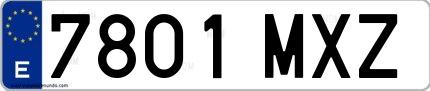 Ejemplo de matrícula española 7801 MXZ