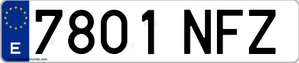 Ejemplo de matrícula de coche ordinaria 7801 NFZ