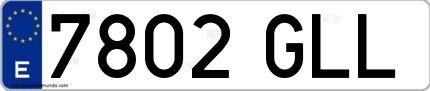 Ejemplo de matrícula española 7802 GLL