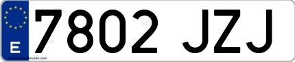 Ejemplo de matrícula española 7802 JZJ