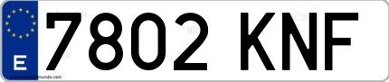 Ejemplo de matrícula española 7802 KNF