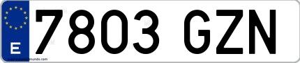 Ejemplo de matrícula española 7803 GZN