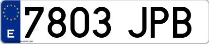 Ejemplo de matrícula española 7803 JPB