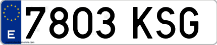 Ejemplo de matrícula de coche ordinaria 7803 KSG