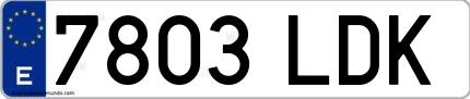 Ejemplo de matrícula española 7803 LDK