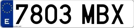 Ejemplo de matrícula española 7803 MBX