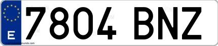 Ejemplo de matrícula española 7804 BNZ