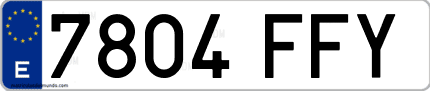 Ejemplo de matrícula de coche ordinaria 7804 FFY
