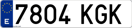 Ejemplo de matrícula de coche ordinaria 7804 KGK