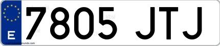 Ejemplo de matrícula española 7805 JTJ