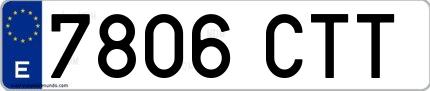 Ejemplo de matrícula española 7806 CTT