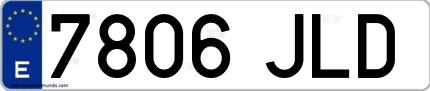 Ejemplo de matrícula española 7806 JLD