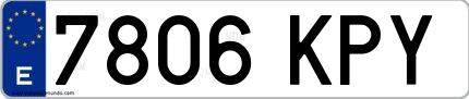 Ejemplo de matrícula de coche ordinaria 7806 KPY