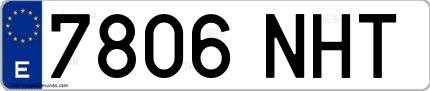 Ejemplo de matrícula española 7806 NHT