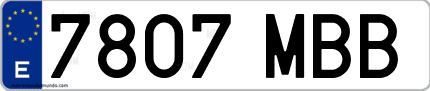 Ejemplo de matrícula de coche ordinaria 7807 MBB