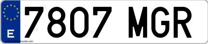 Ejemplo de matrícula de coche ordinaria 7807 MGR