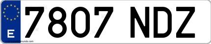 Ejemplo de matrícula española 7807 NDZ