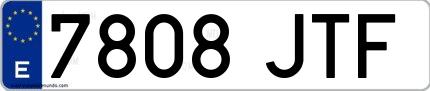 Ejemplo de matrícula de coche ordinaria 7808 JTF