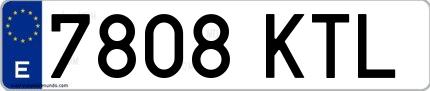 Ejemplo de matrícula española 7808 KTL