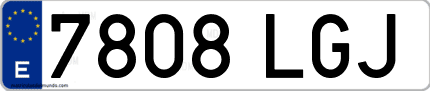 Ejemplo de matrícula de coche ordinaria 7808 LGJ
