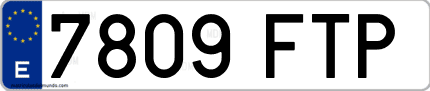 Ejemplo de matrícula de coche ordinaria 7809 FTP