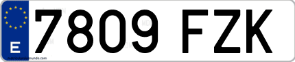 Ejemplo de matrícula de coche ordinaria 7809 FZK