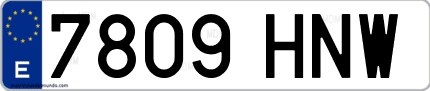 Ejemplo de matrícula de coche ordinaria 7809 HNW