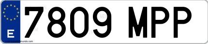 Ejemplo de matrícula española 7809 MPP