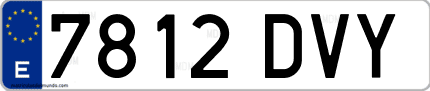 Ejemplo de matrícula de coche ordinaria 7812 DVY