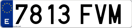 Ejemplo de matrícula de coche ordinaria 7813 FVM