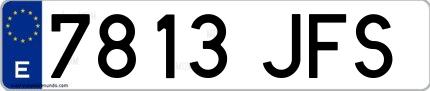 Ejemplo de matrícula española 7813 JFS